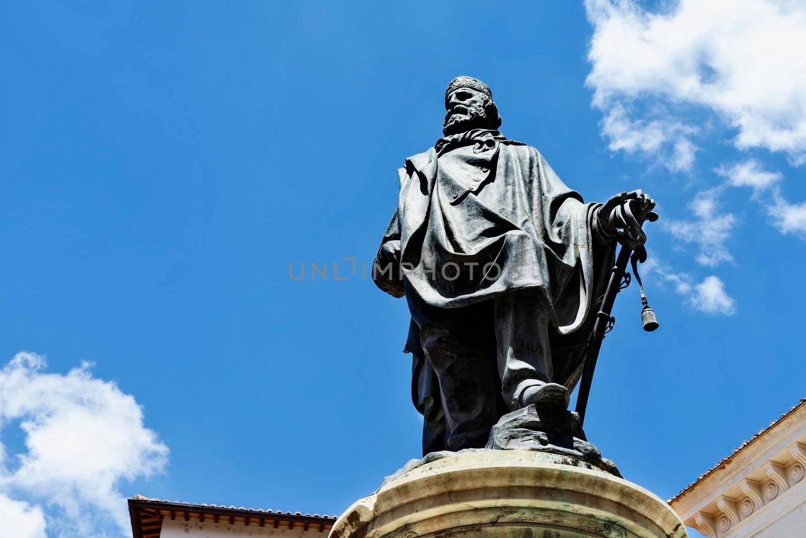 Bronze statue of Giuseppe Garibaldi by Ottaviani 1890 in Foligno , Garibaldi square