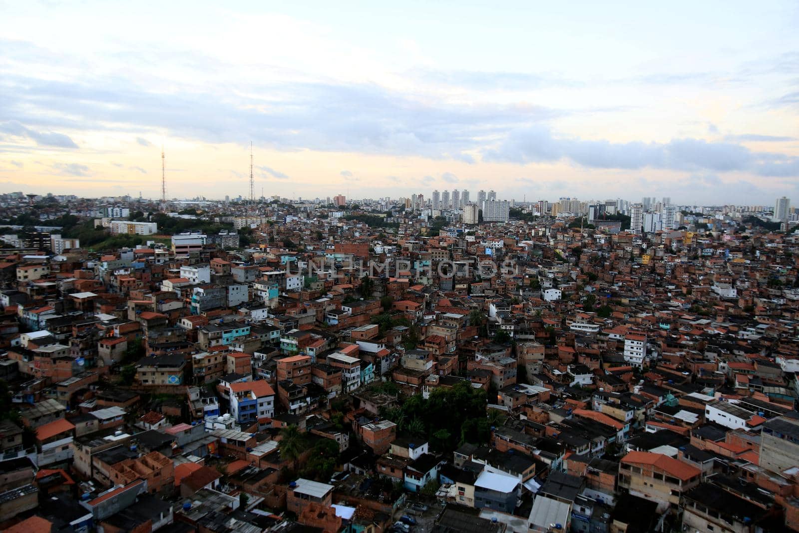 salvador, bahia, brazil - august 29, 2016: Aerial view of dwellings in favela area in Brotas neighborhood in Salvador city.