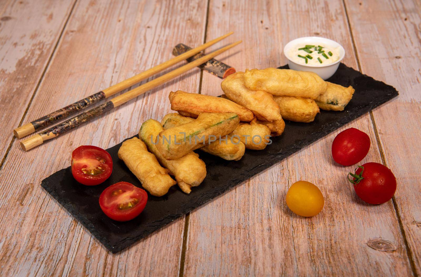 Crispy Vegetable Tempura Recipe, Vegetable Fritters. High quality photo