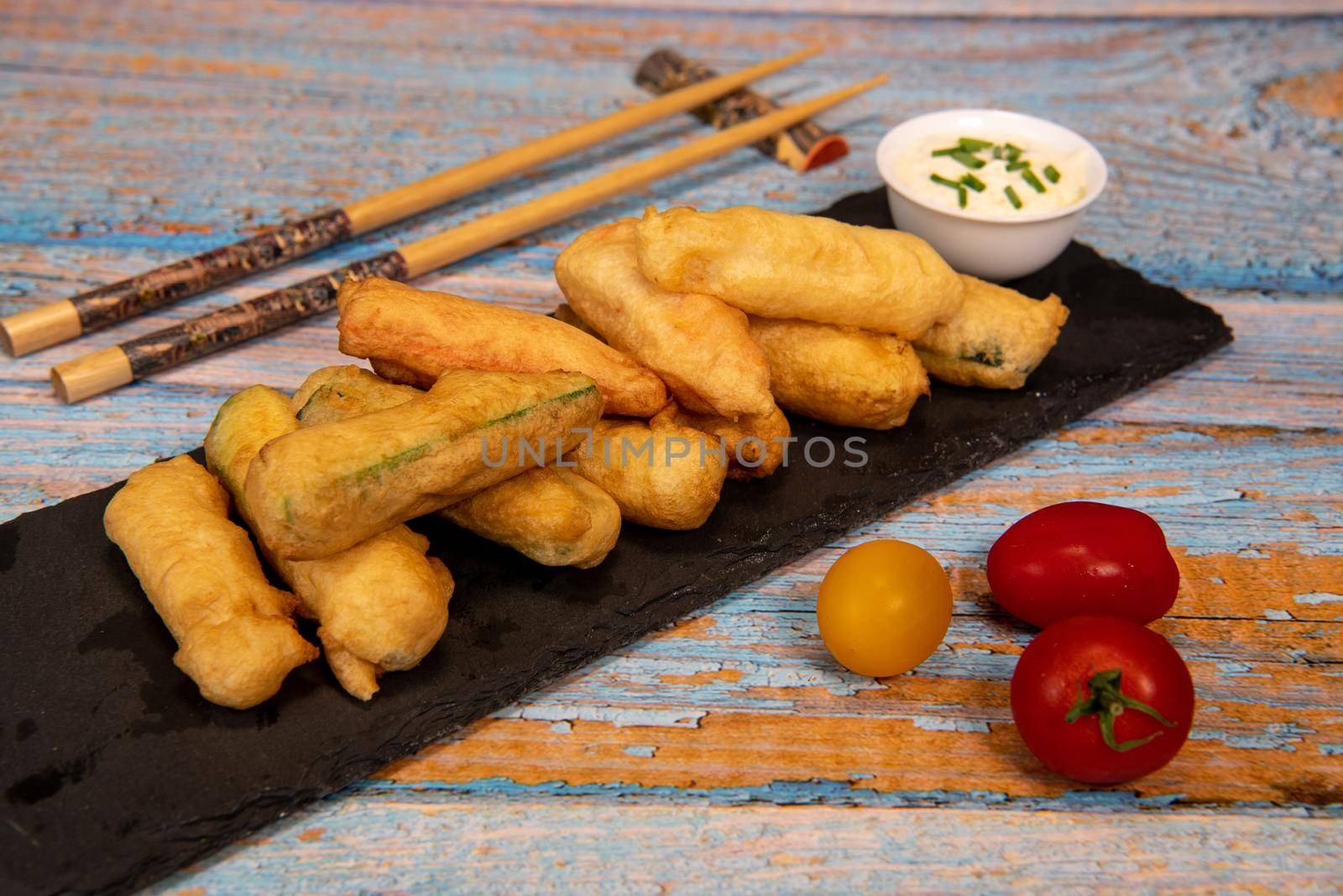 Crispy Vegetable Tempura Recipe, Vegetable Fritters. High quality photo