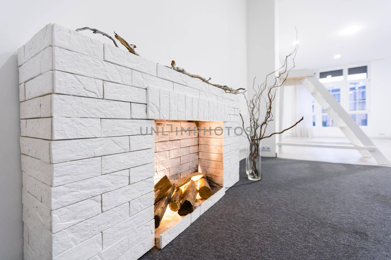 Cozy homemade fireplace decor studio. by Andelov13