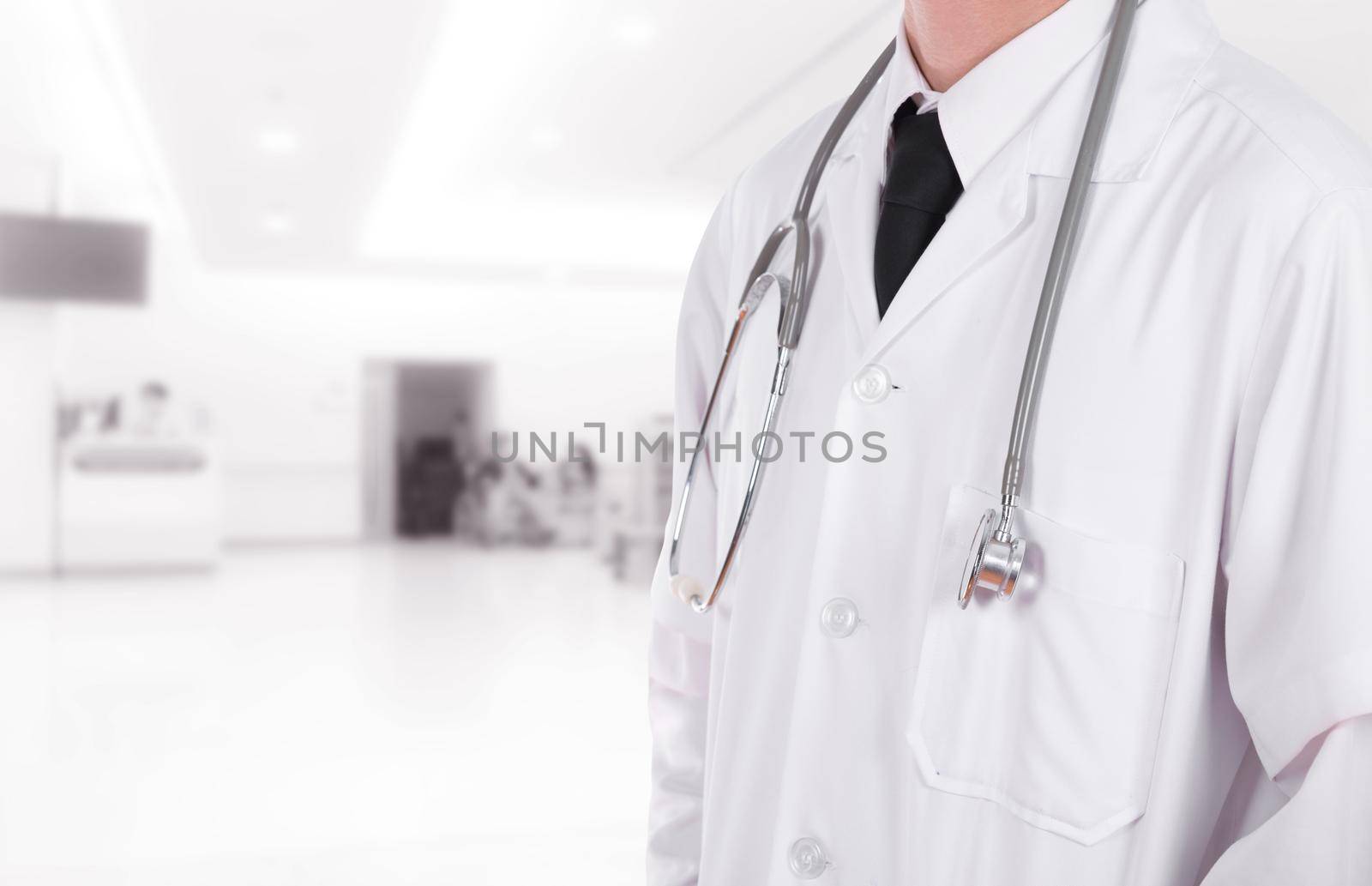 doctor with stethoscope in hospital  by geargodz
