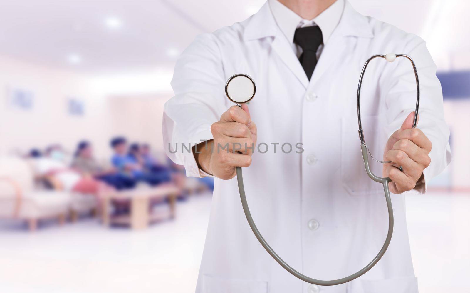 doctor with stethoscope in hospital  by geargodz