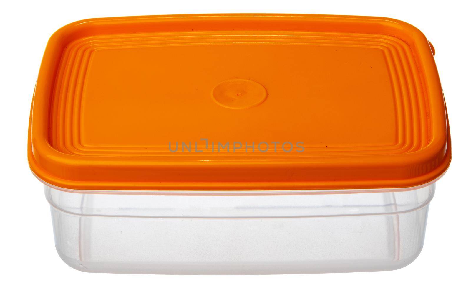 Plastic storage container for food isolated on white background