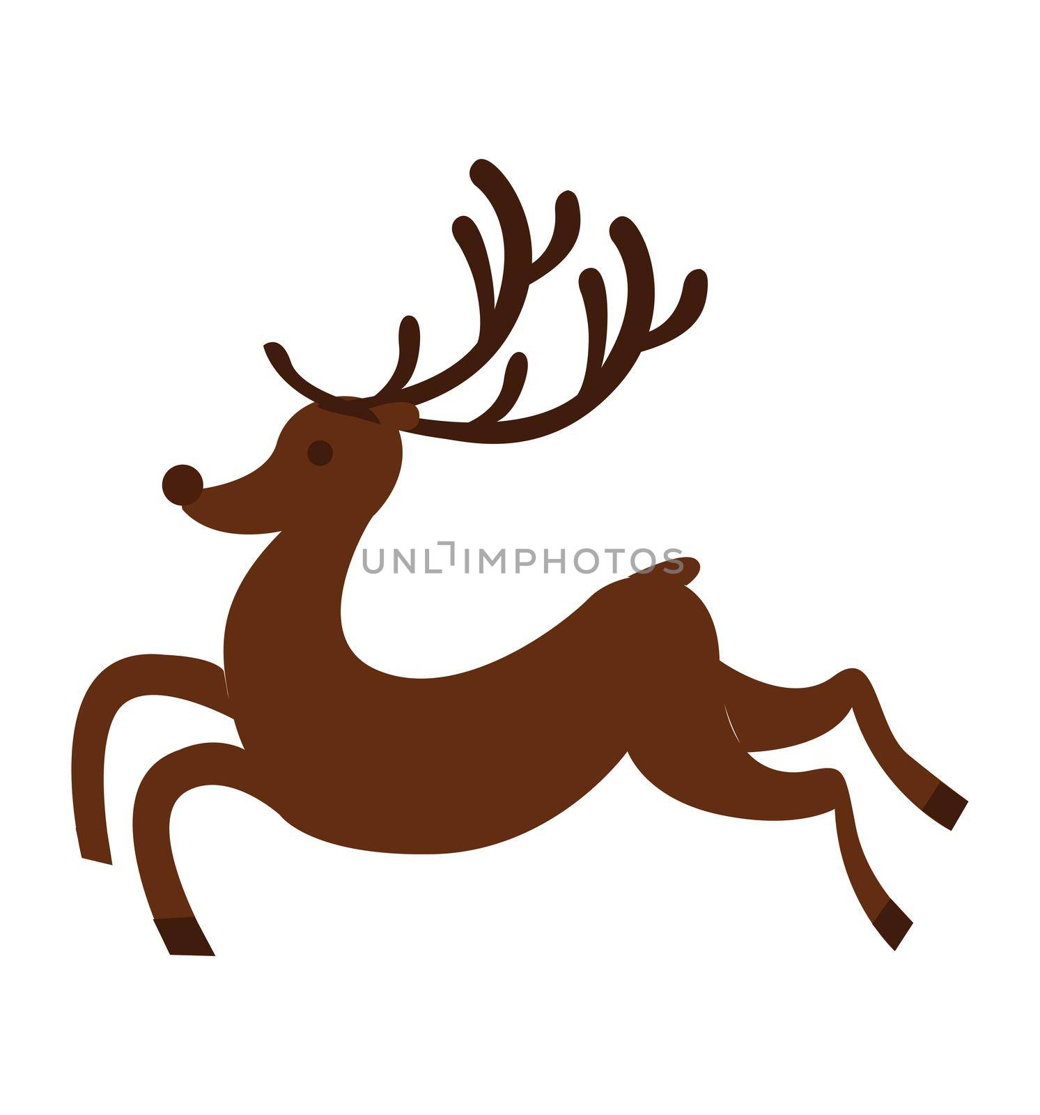 Reindeer runs or fly silhouette christmas icon vector flat vector illustration isolated on white eps 10