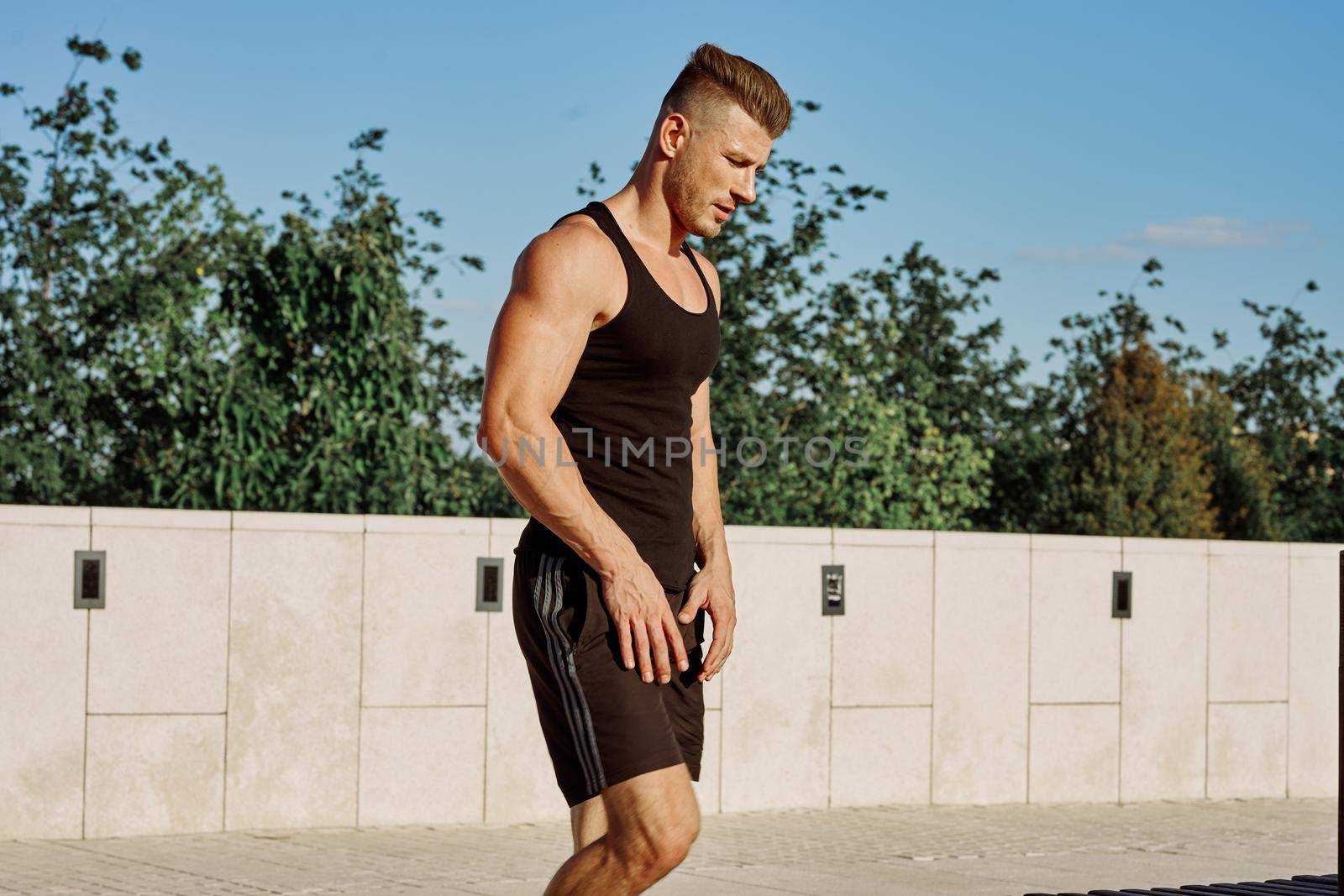 male athlete exercise outdoor fitness motivation muscle by Vichizh