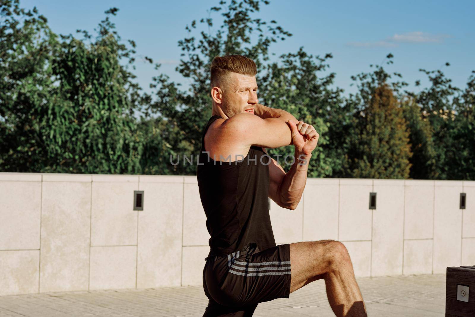 male athlete exercise outdoor fitness motivation muscle by Vichizh