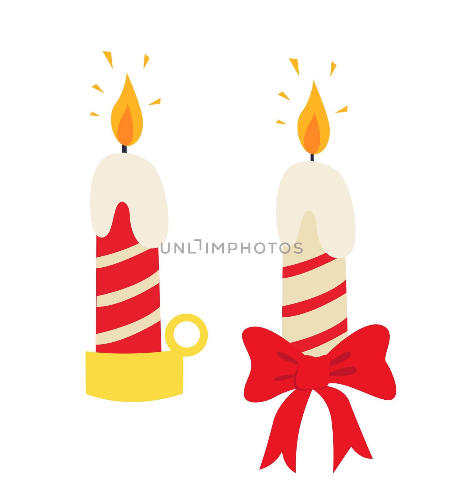 Christmas candle icon flat vector illustration isolated on white by Esfir98