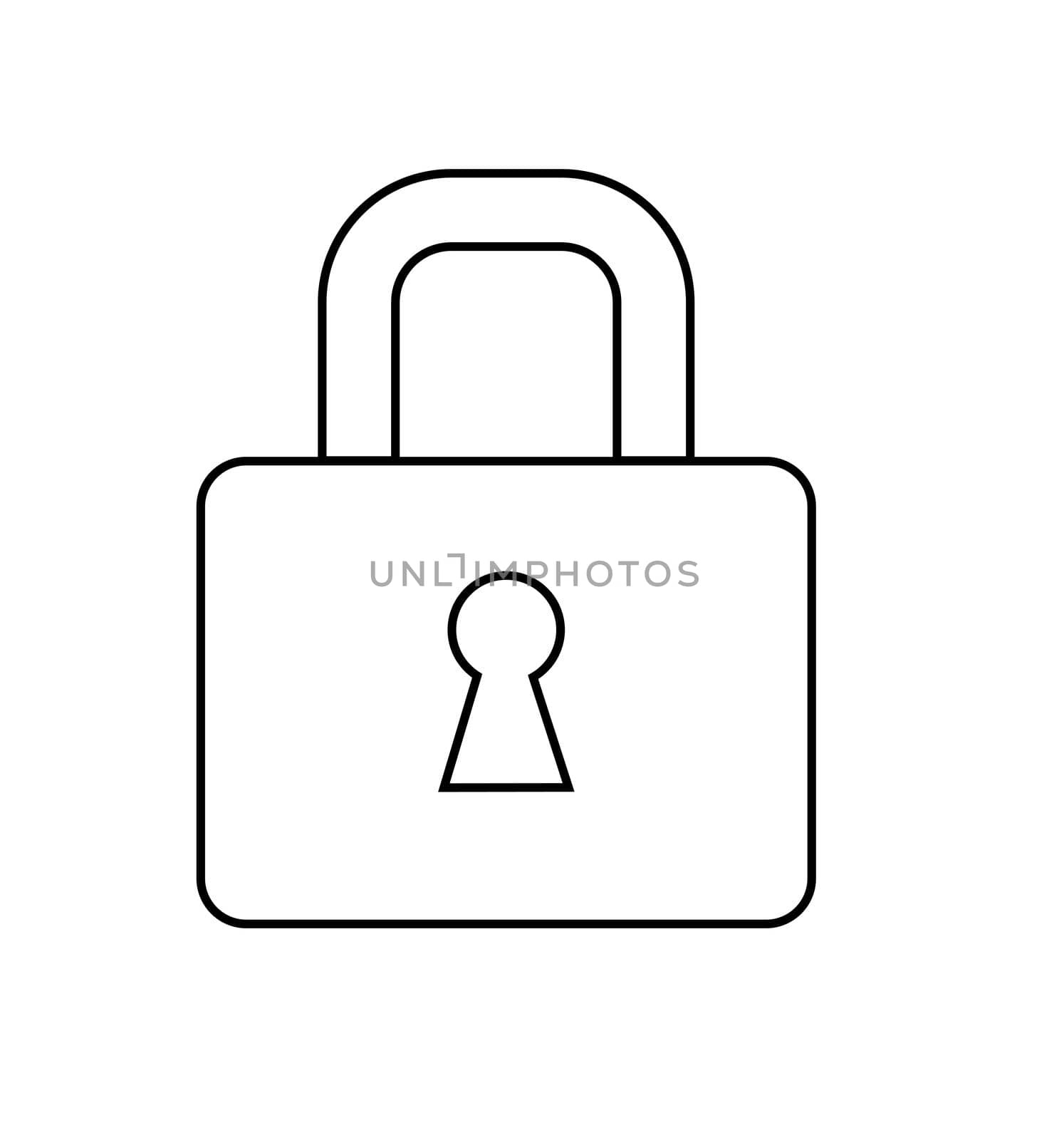 Lock icon protection line symbol flat style isolated on white background.