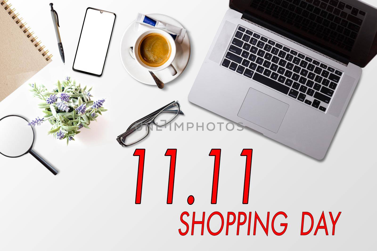 Online shopping of China, 11.11 single's day sale concept. text 11.11 single's day sale by Andelov13