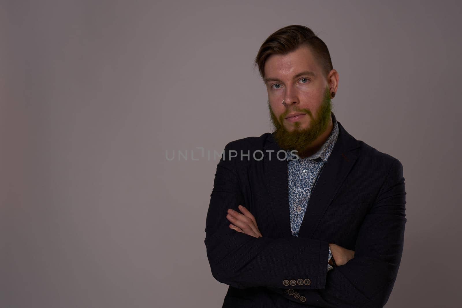 Business man self confidence posing office official. High quality photo