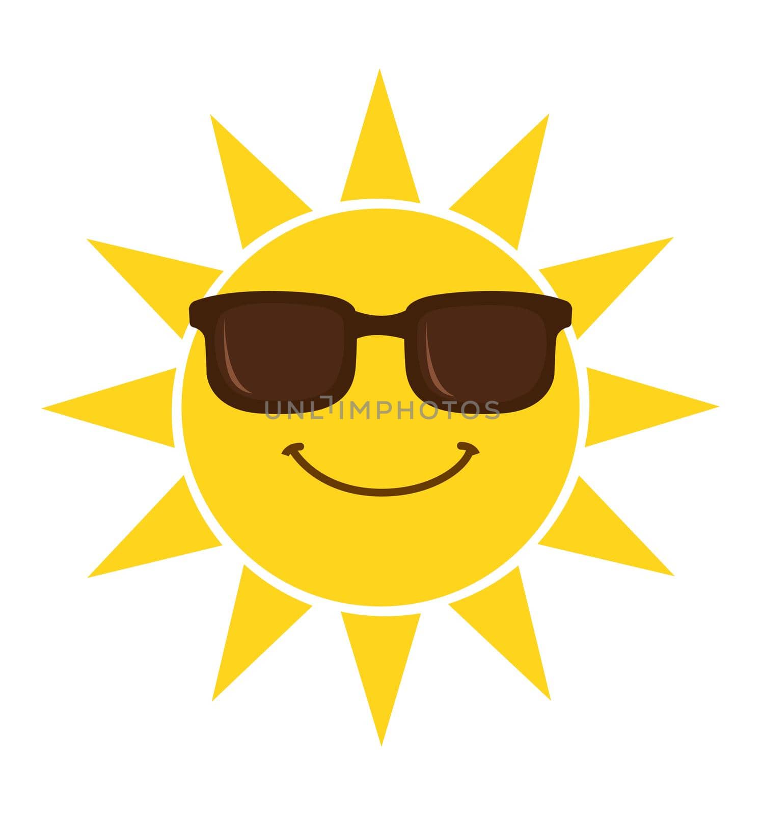 Summer sun smiling face with sunglasses vector illustration isolated on white background eps 10