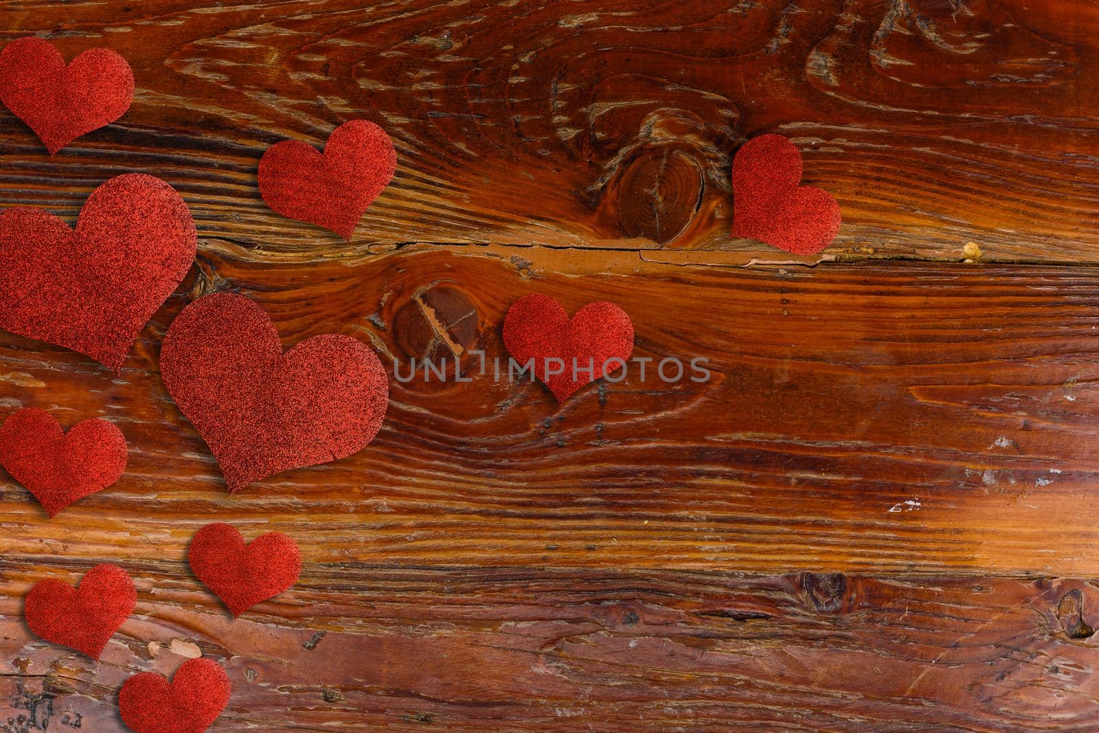 Valentine's day background with red hearts . High quality photo