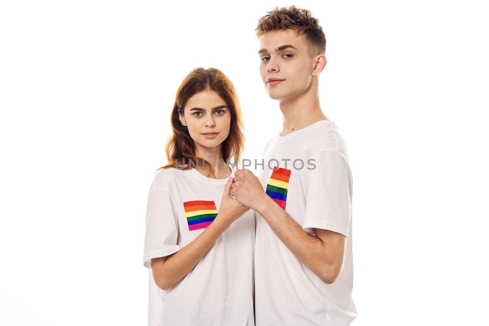 couple Flag lgbt transgender sexual minorities light background. High quality photo