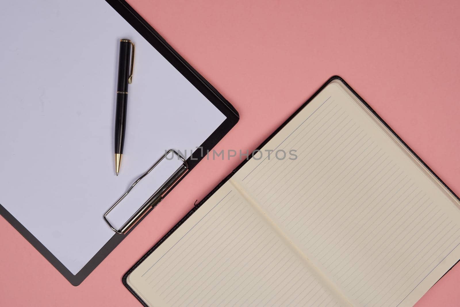 office items work documents business work colorful background. High quality photo