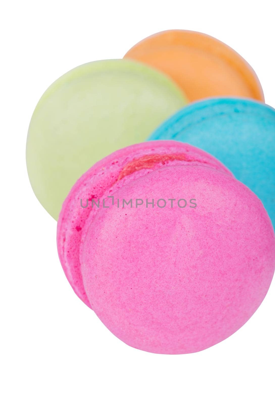 sweet colorful cake macaron or macaroon isolated on white background  by geargodz