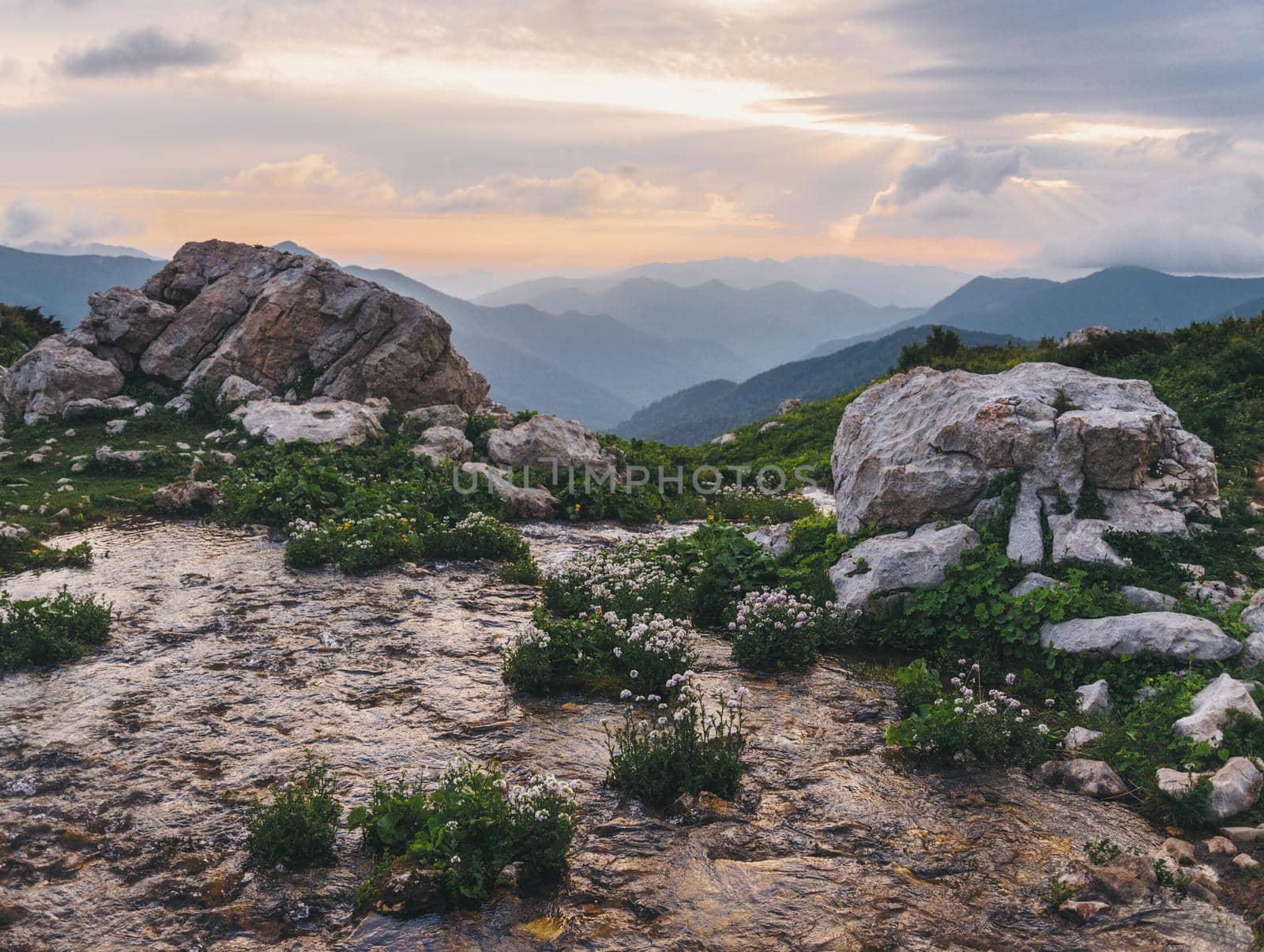 Beautiful sunset in the mountains