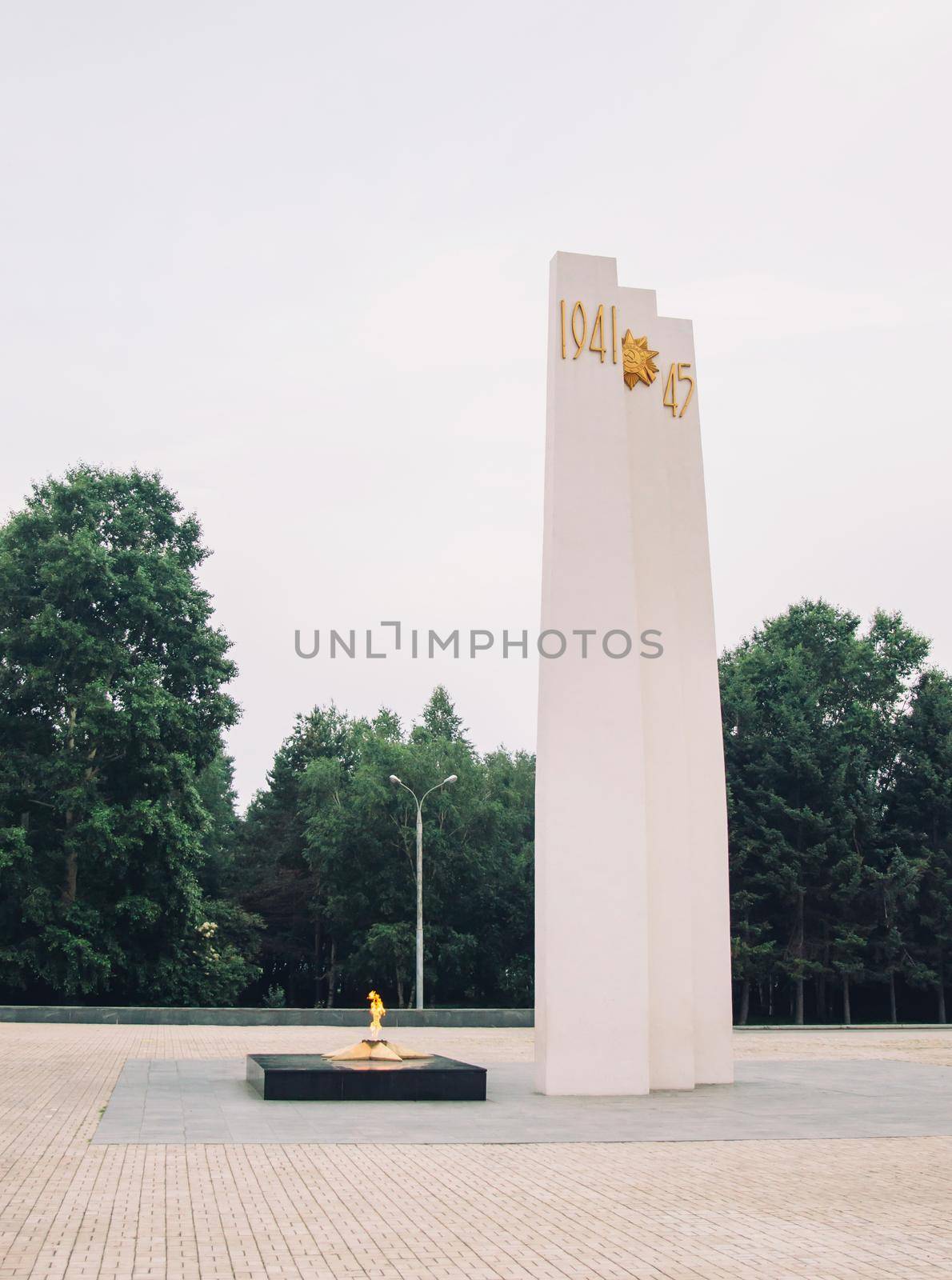 KOMSOMOLSK-ON-AMUR, Russia, 11 July 2015: Eternal flame and memorial dedicated to victory World War II, Komsomolsk-on-Amur, Far East, Russia, 11 July 2015.