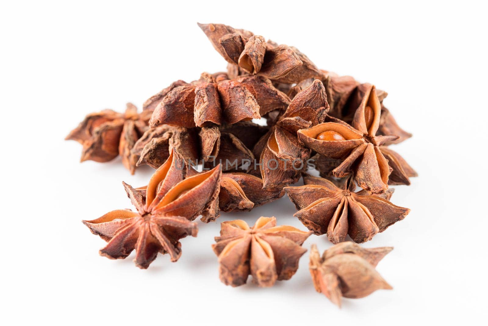 Star anise on white back ground