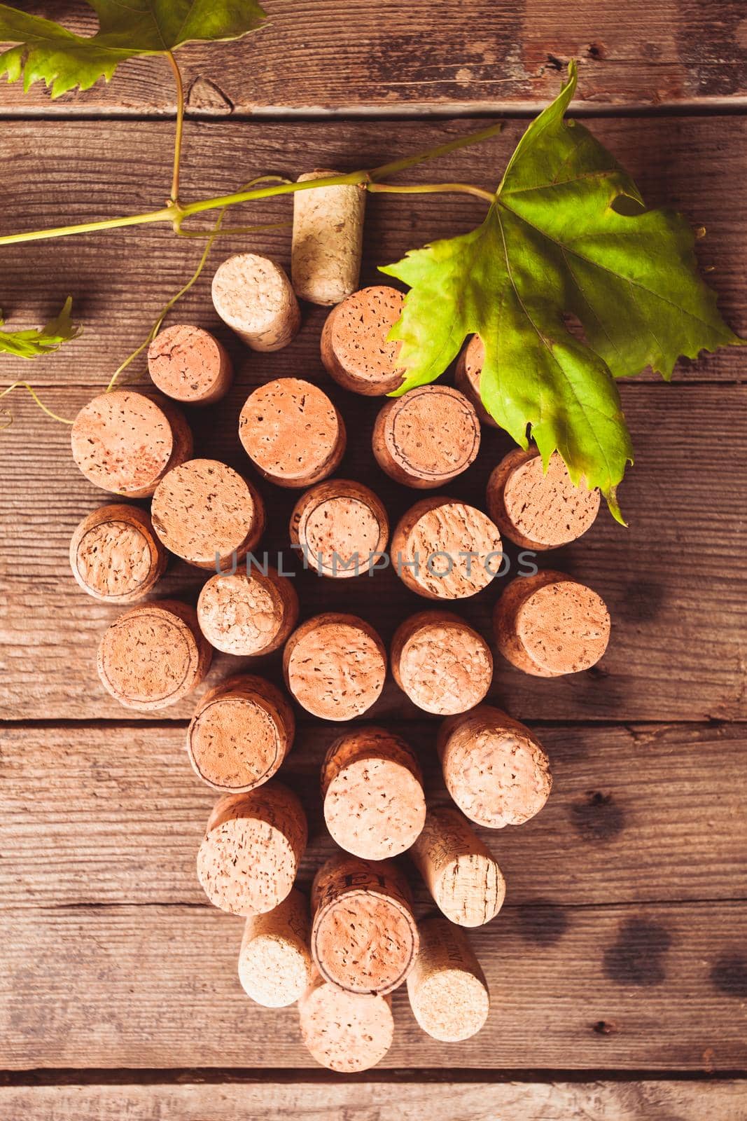 Wine corks on table by oksix