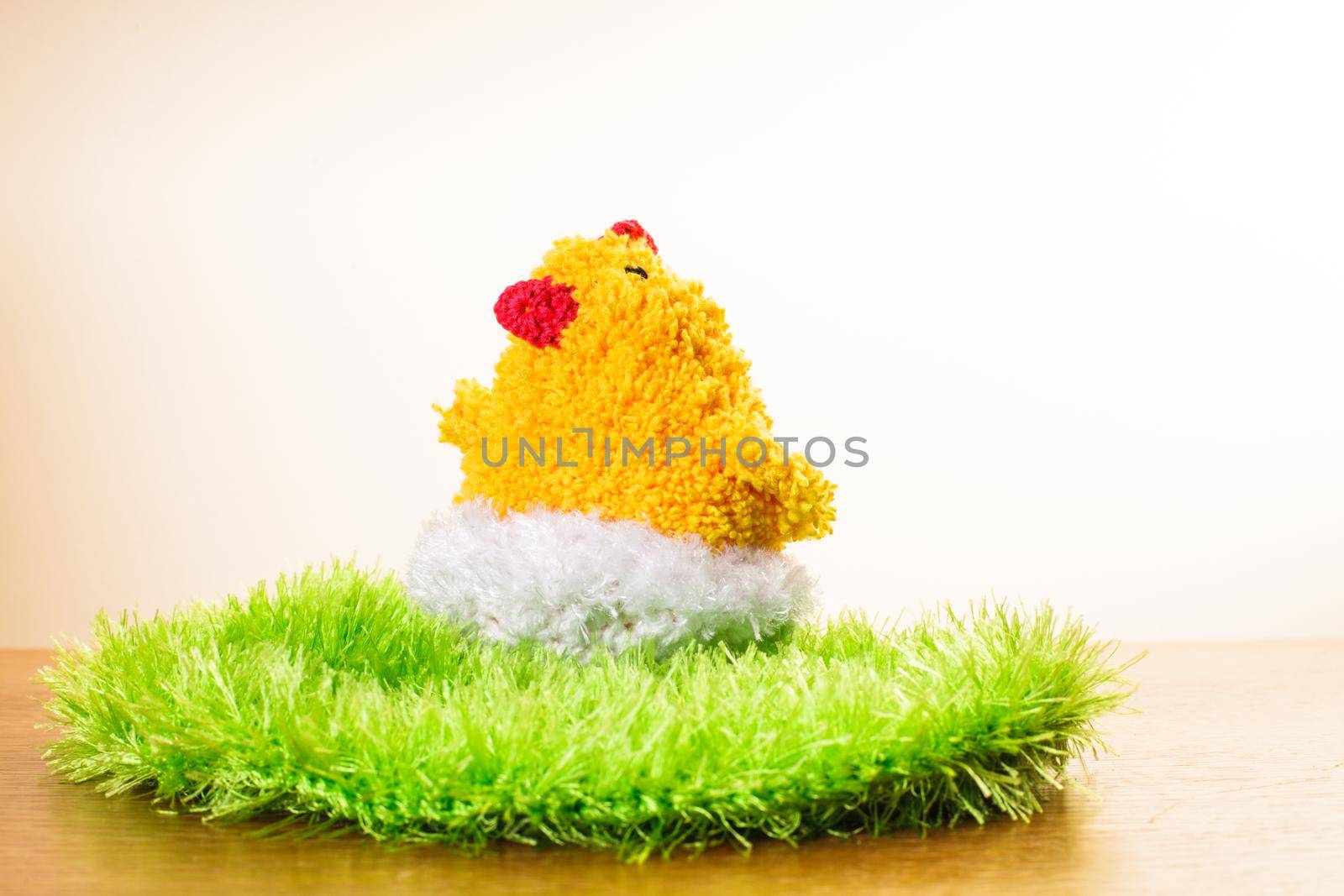 Crochet chicken with eggs in the nest. Easter decorations
