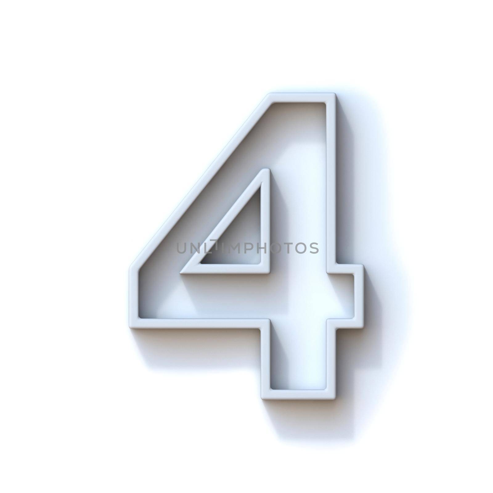 Grey extruded outlined font with shadow Number 4 FOUR 3D by djmilic