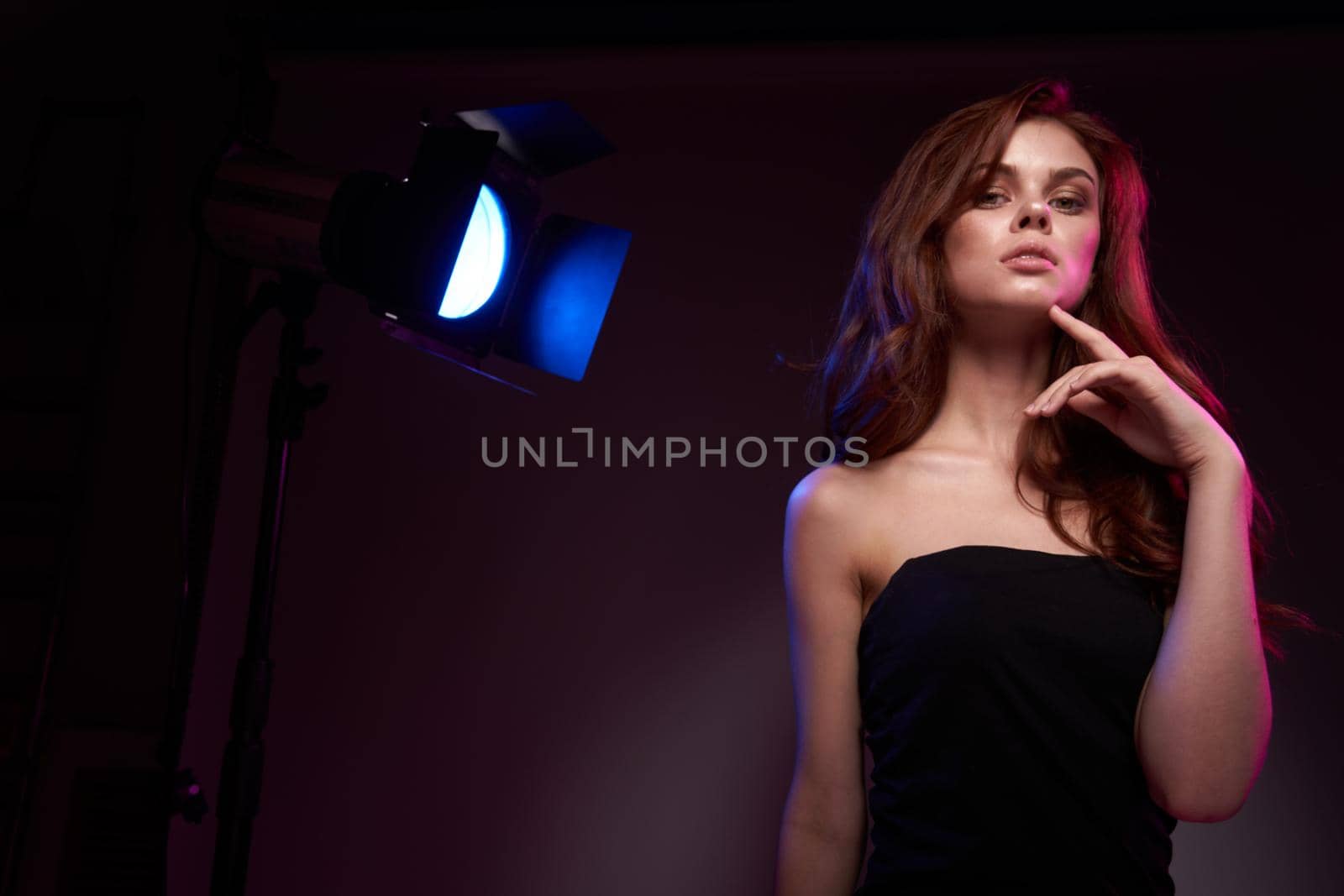 sexy woman shooting photography studio posing light model lifestyle. High quality photo