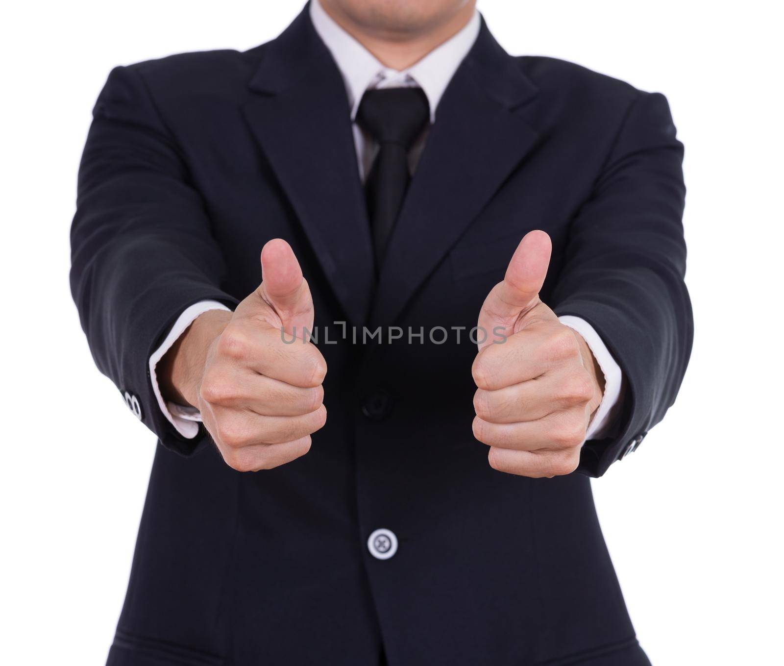 business man showing thumbs up gesture by geargodz