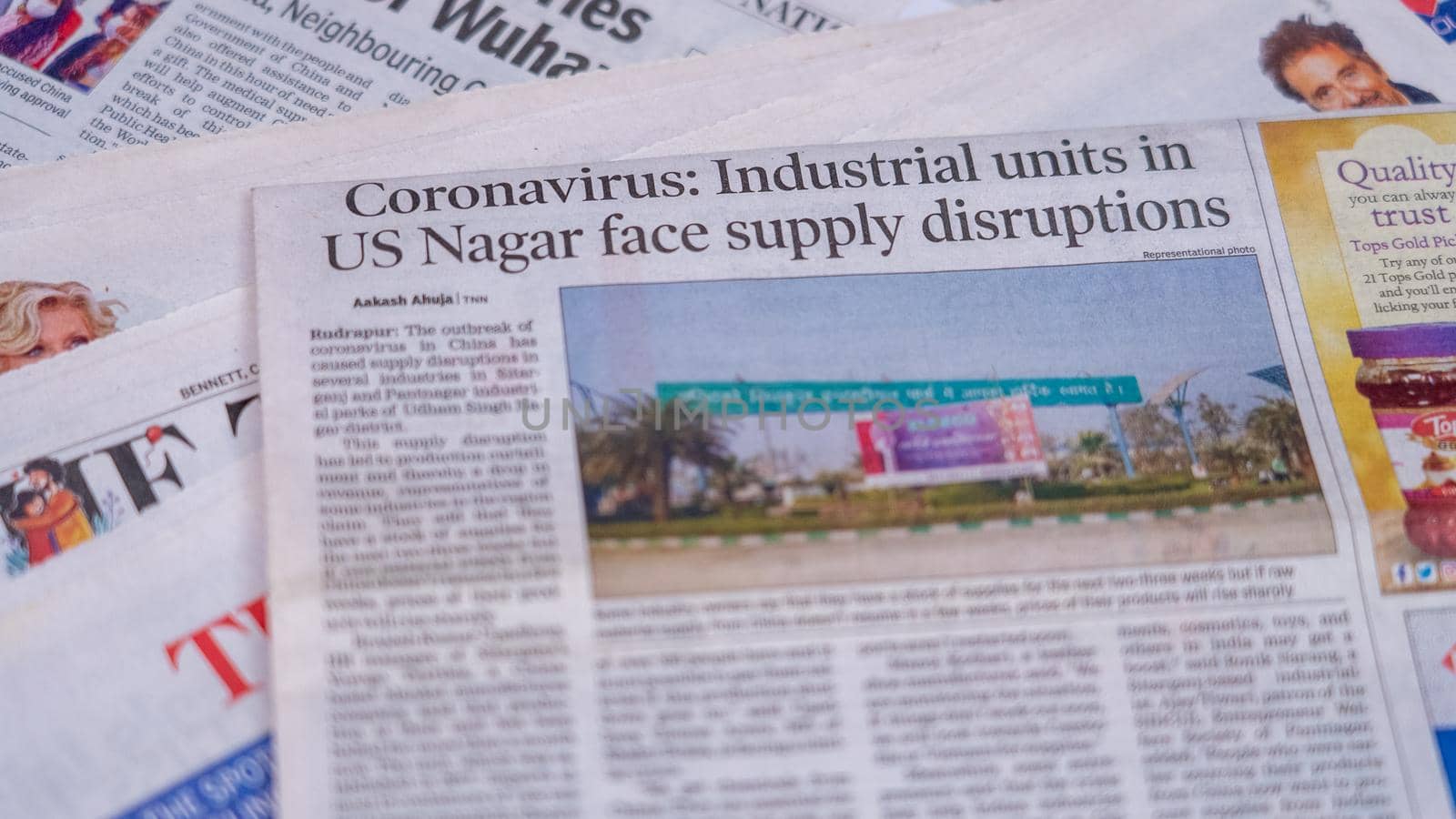 Dehradun, Uttarakhand India June 28, 2021. Coronavirus COVID-19 News Headline in Newspaper of India. Headlines of the month March, April 2020. High-quality apple prores 422 4k footage 60p.