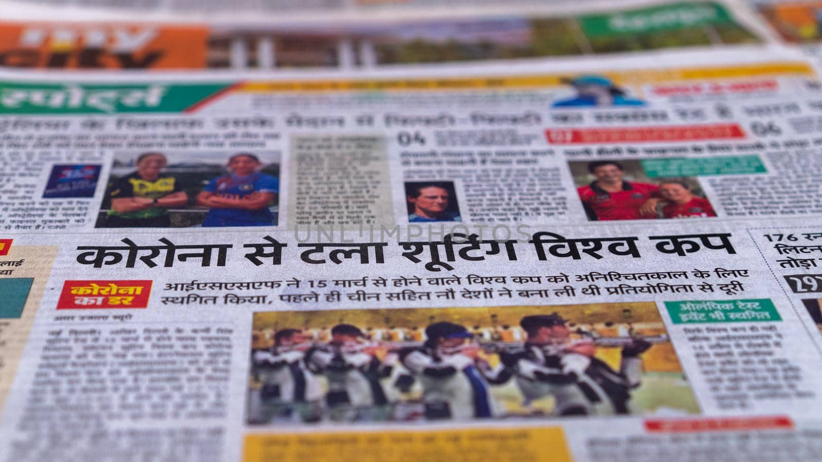 Dehradun, Uttarakhand India June 28, 2021. Hindi, Coronavirus COVID-19 News Headline in Newspaper of India. Headlines of the month March, April 2020.