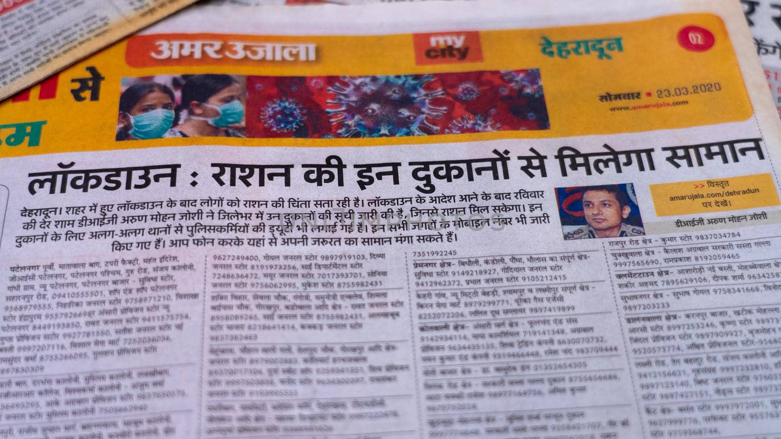 Dehradun, Uttarakhand India June 28, 2021. Hindi, Coronavirus COVID-19 News Headline in Newspaper of India. Headlines of the month March, April 2020.