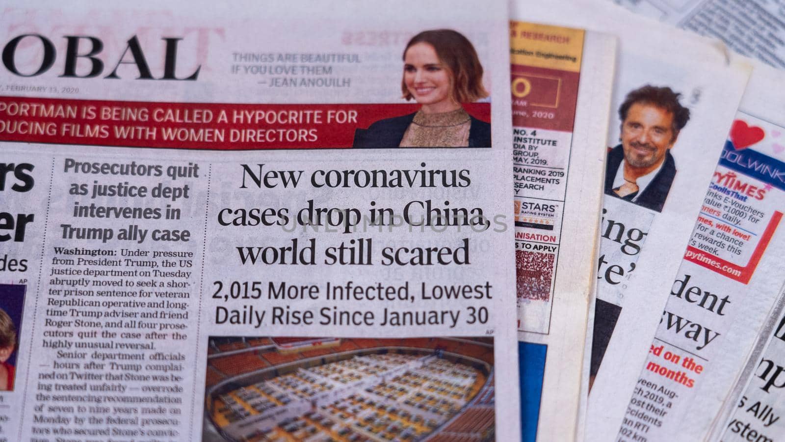 Dehradun, Uttarakhand India June 28, 2021. Coronavirus COVID-19 News Headline in Newspaper of India. Headlines of the month March, April 2020. High-quality apple prores 422 4k footage 60p.