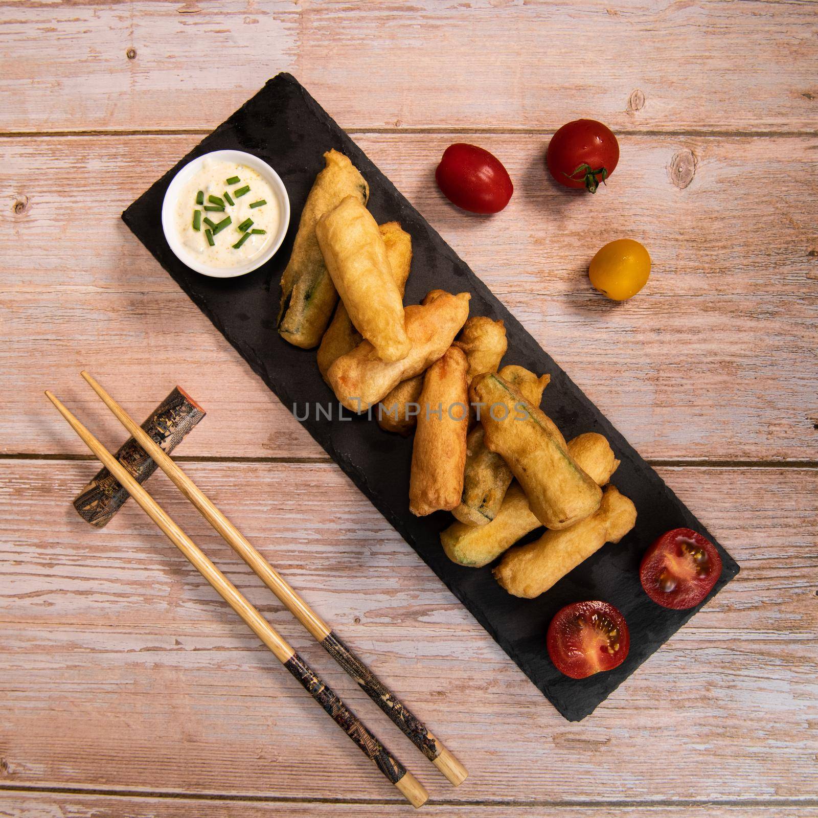 Crispy Vegetable Tempura Recipe, Vegetable Fritters. High quality photo