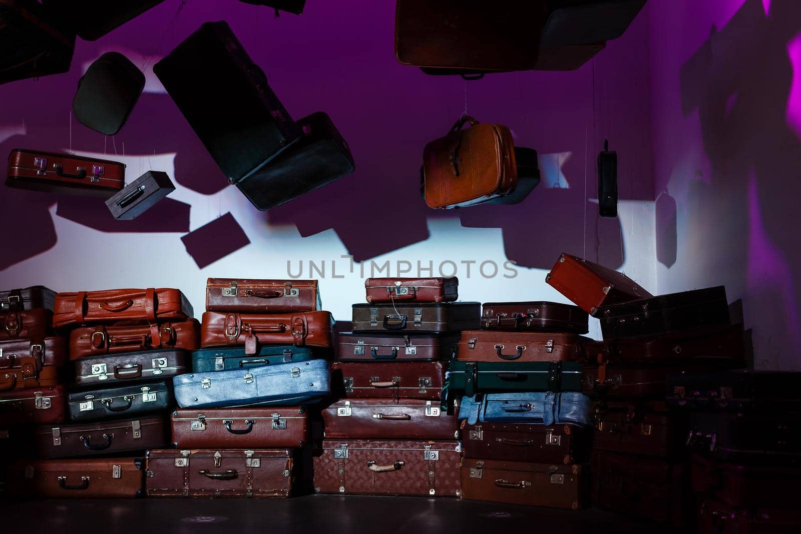 A lot of Old vintage suitcases.