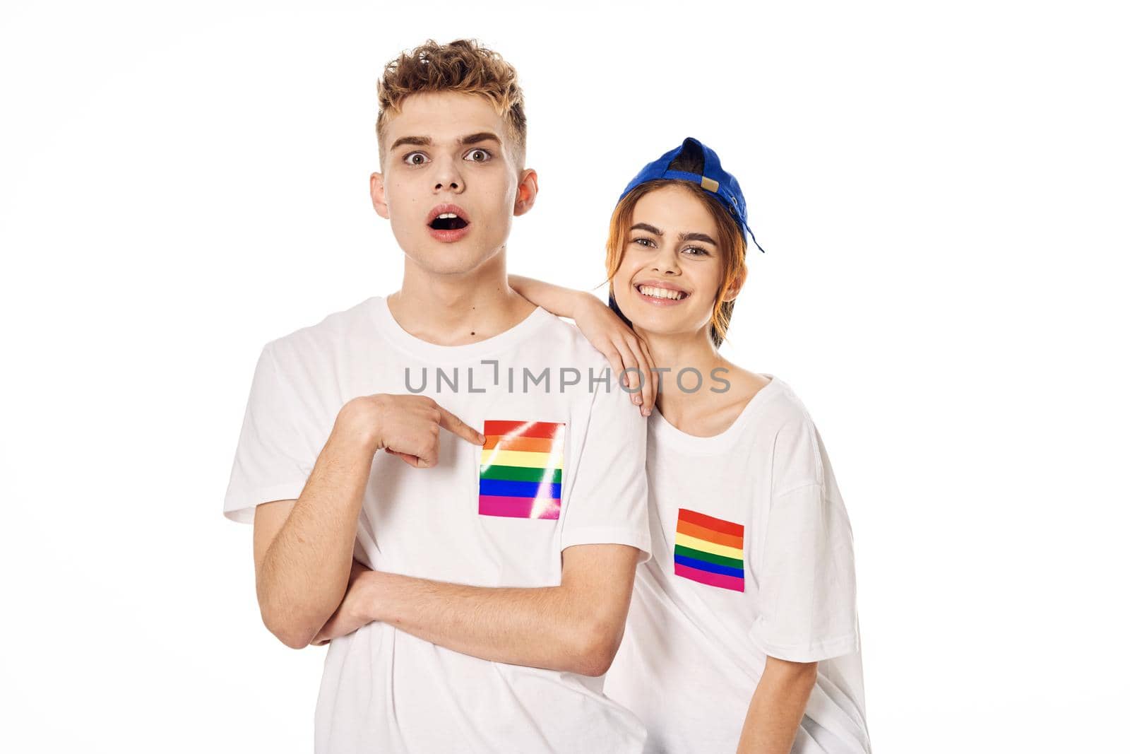 couple Flag lgbt transgender sexual minorities light background. High quality photo