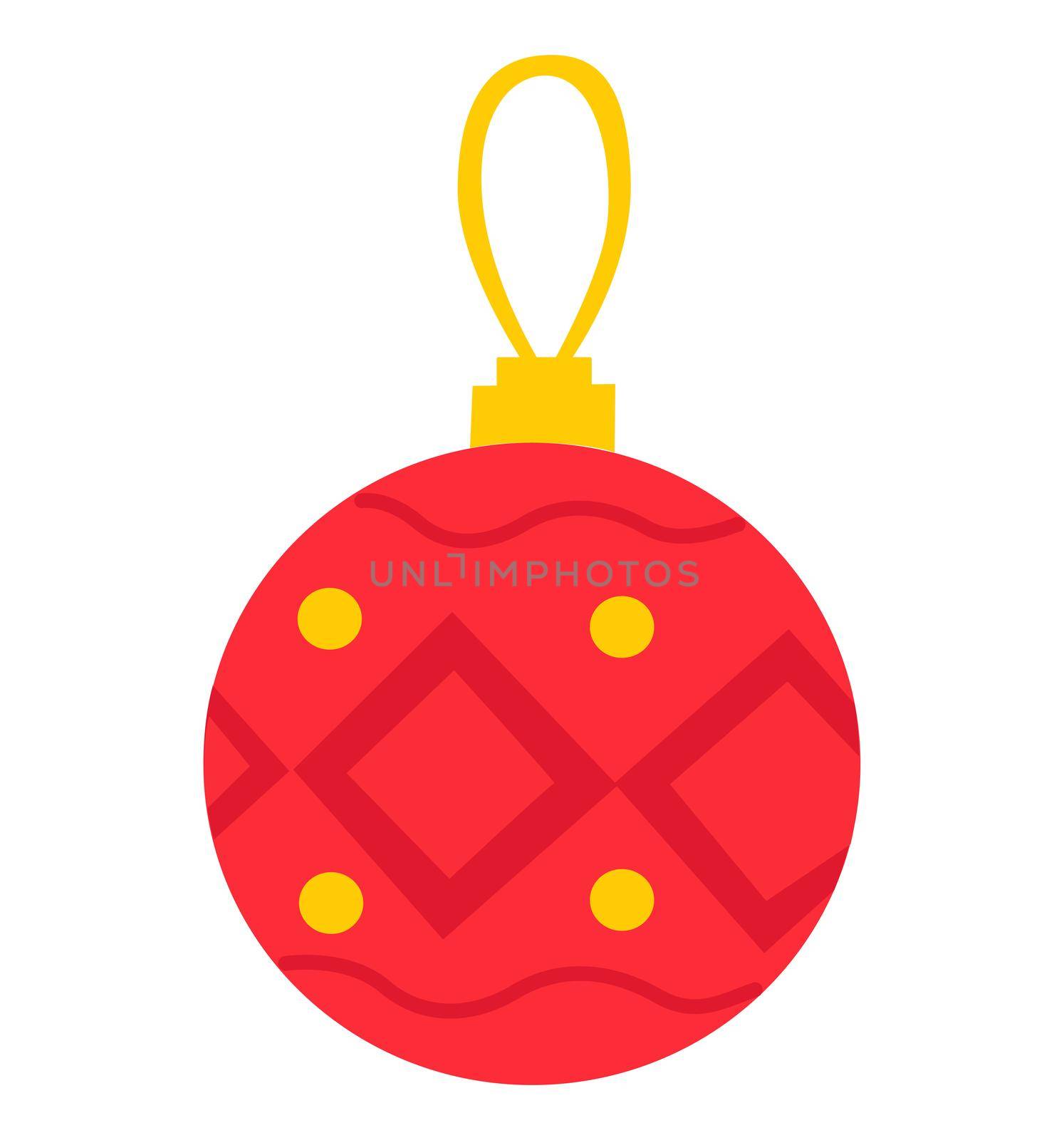 Christmas tree ball vector decoration isolated on white flat design by Esfir98