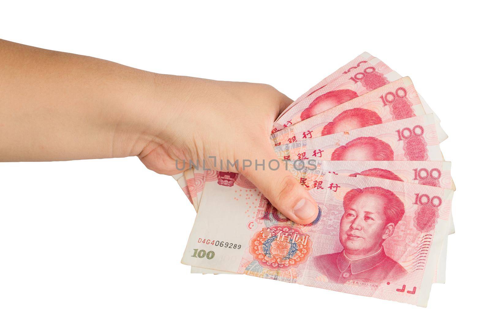 one holding money isolated on white background