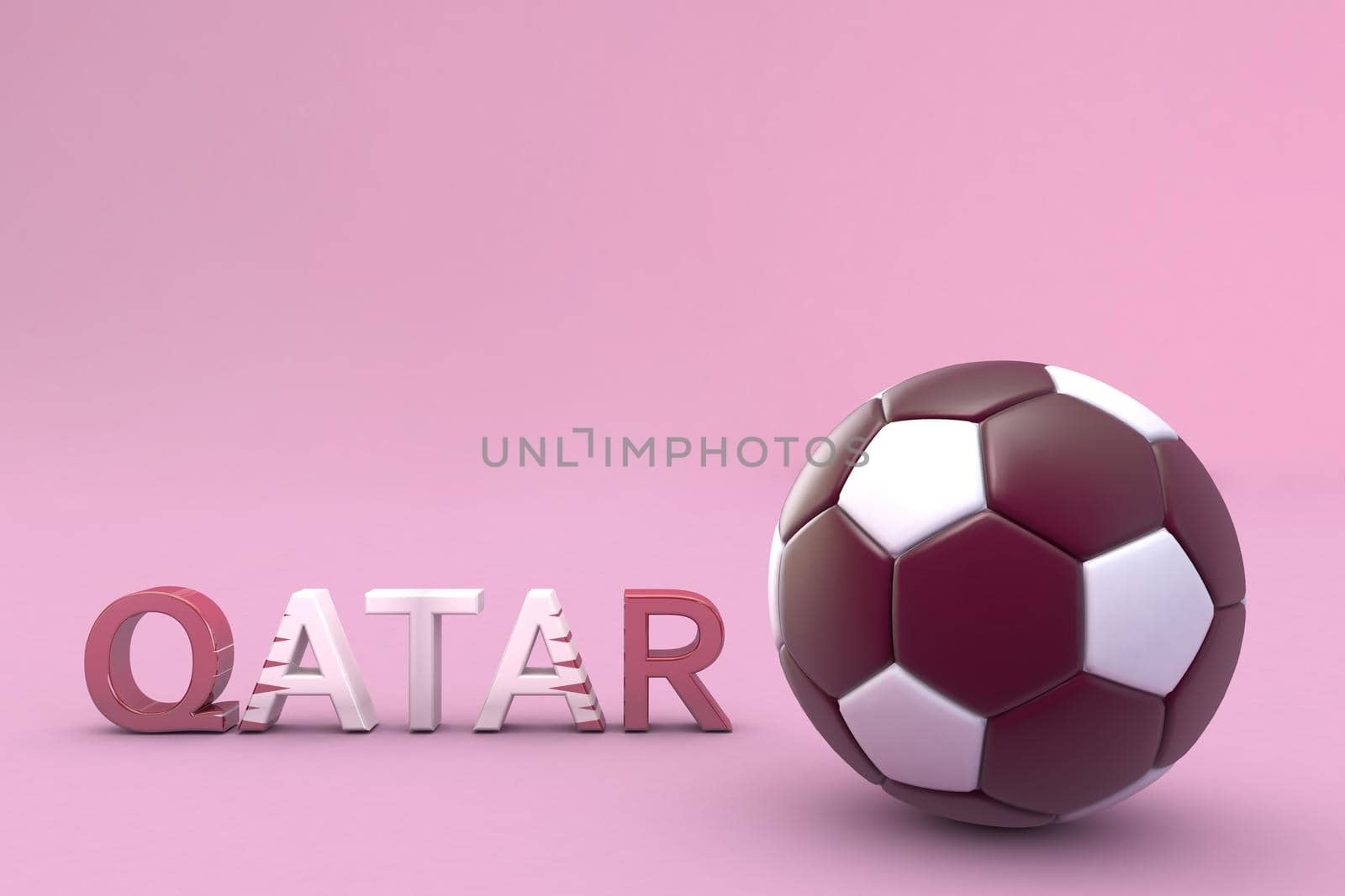 3d illustration with a soccer ball dedicated to the football tournament in Qatar in 2022