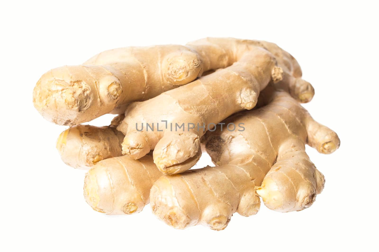 fresh asia ginger on white background good