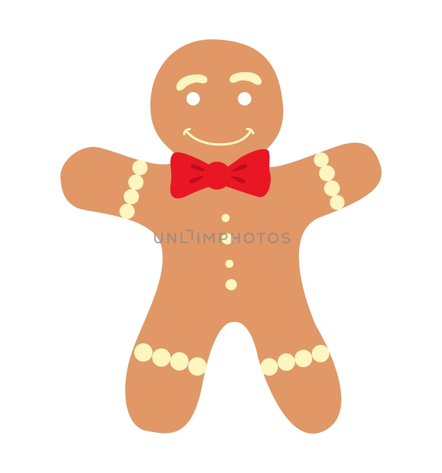 Gingerbread man icon vector christmas cookie character isolated on white illustration by Esfir98