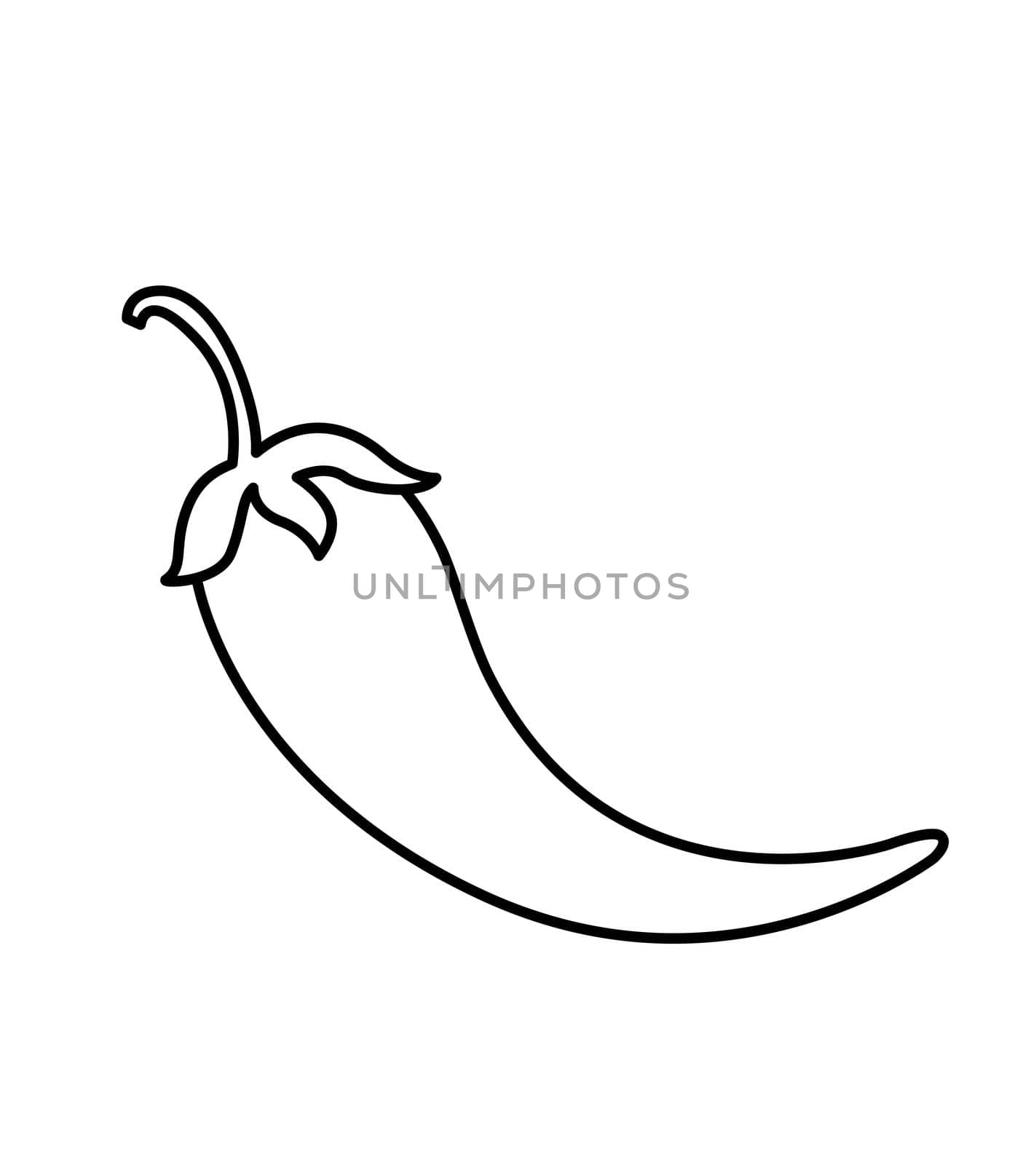 Chili pepper web line black icon vector isolated on white background flat