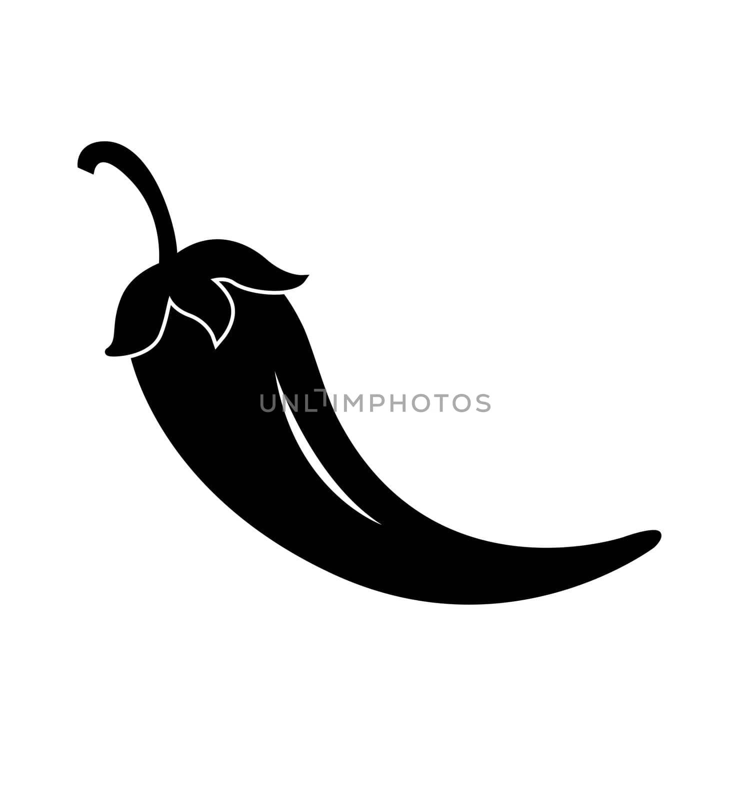 Mexican chili pepper black flat icon vector isolated on white background jalapeno