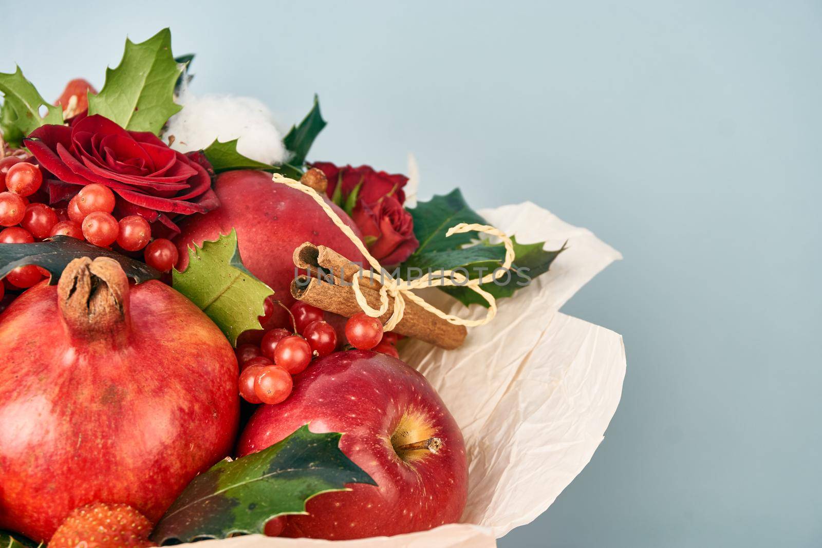 bouquet with fruits vitamins decoration gift romance. High quality photo