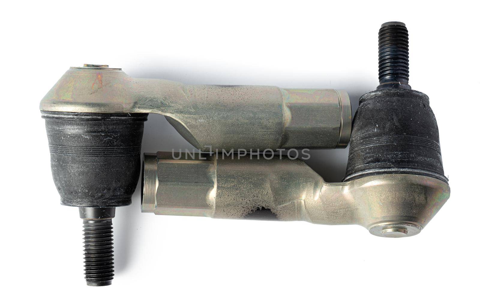 Spare part as ball joint isolated on white background. Close up.