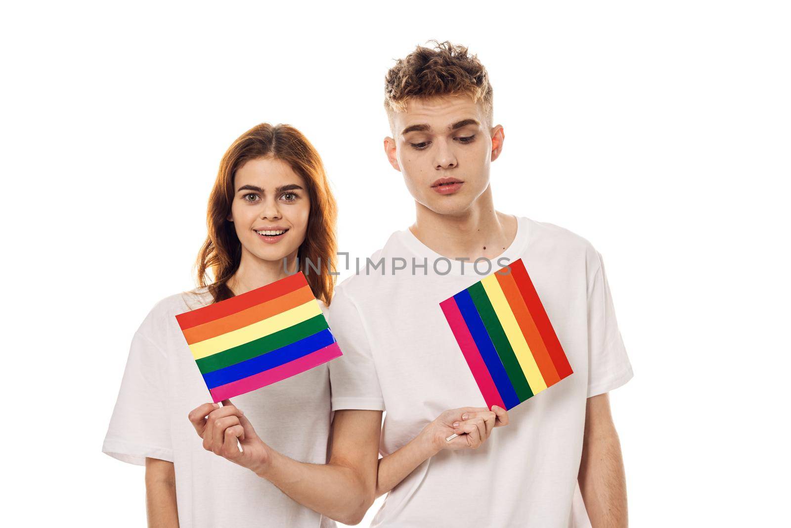 couple Flag lgbt transgender sexual minorities light background by Vichizh