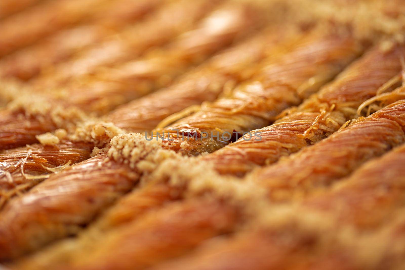 Close up photo of delicious baklava at a hotel buffet