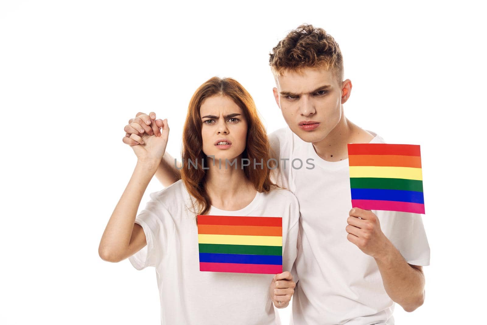 couple Flag lgbt transgender sexual minorities light background by Vichizh