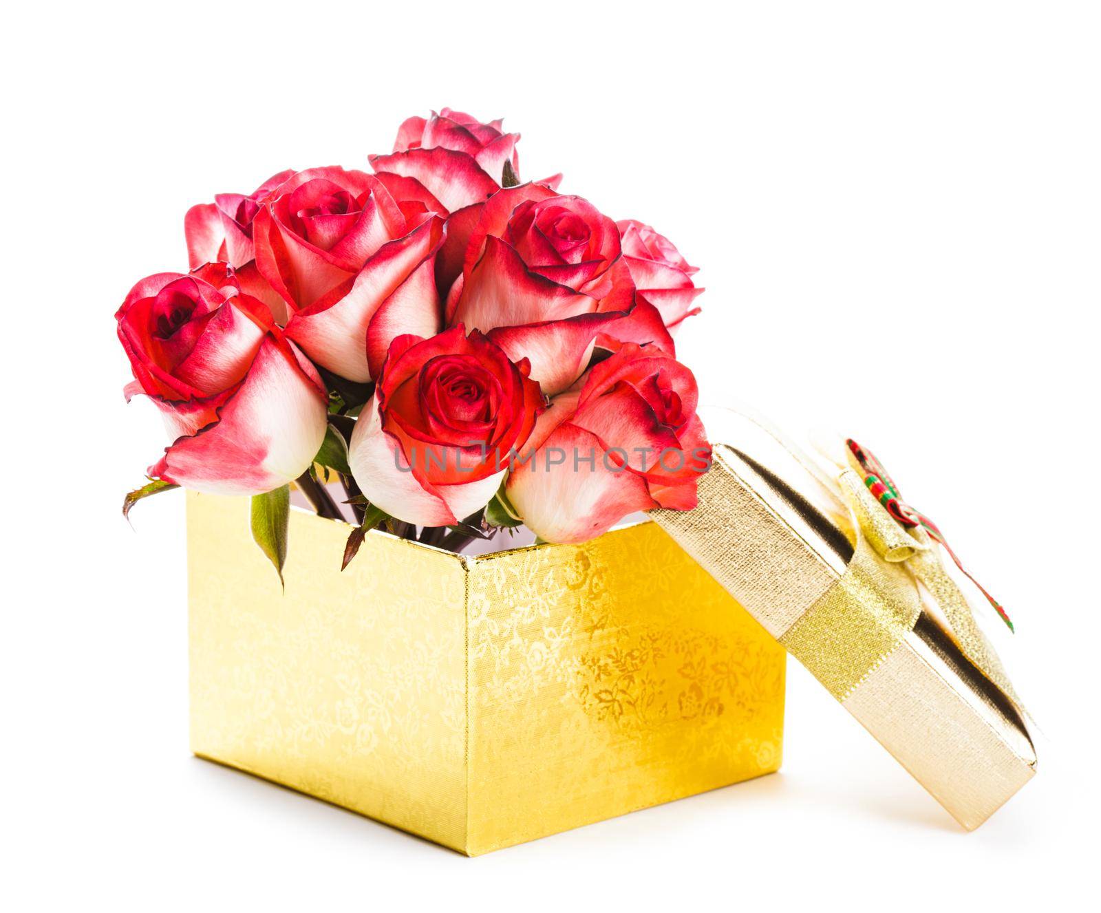 Gift box and bouquet of roses by oksix