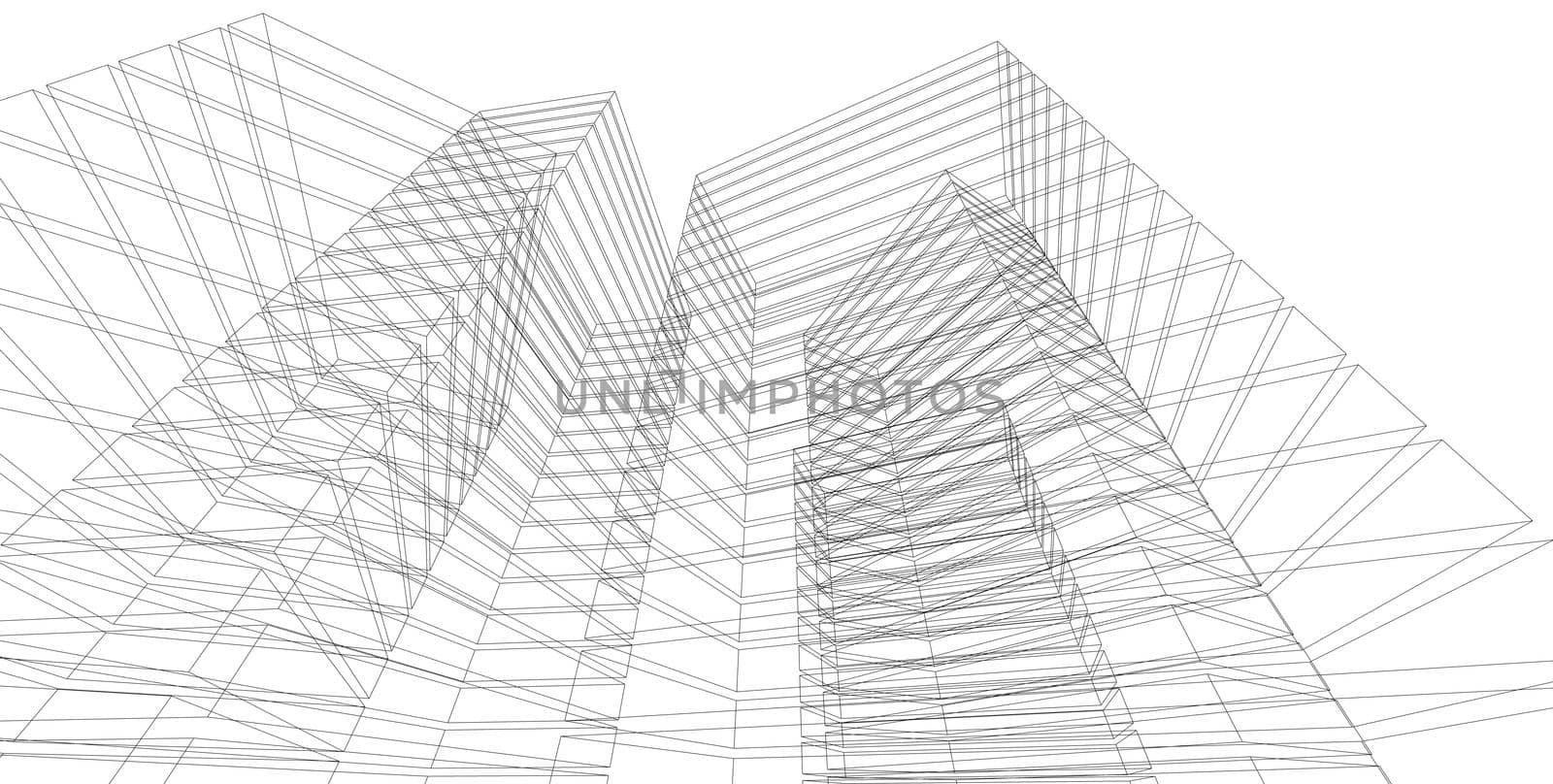 Abstract architectral drawing sketch,Illustration