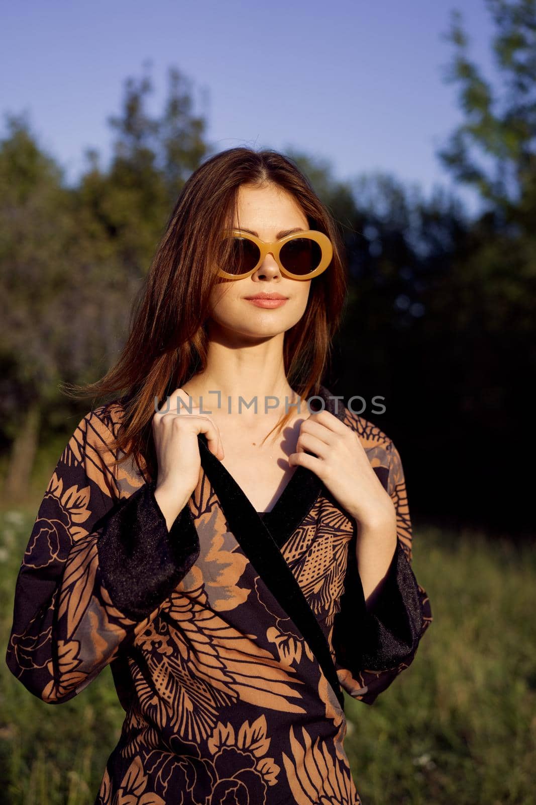 fashionable woman in sunglasses outdoors summer glamor by Vichizh